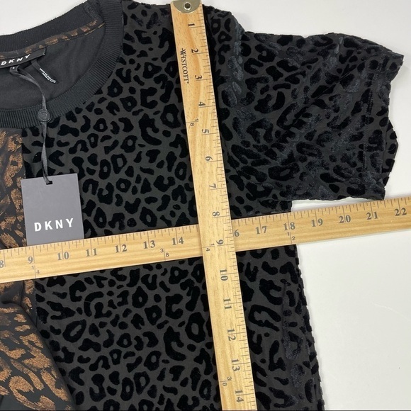 DKNY Top Blouse Size S Mixed-Print Two-Tone NWT - Picture 8 of 11